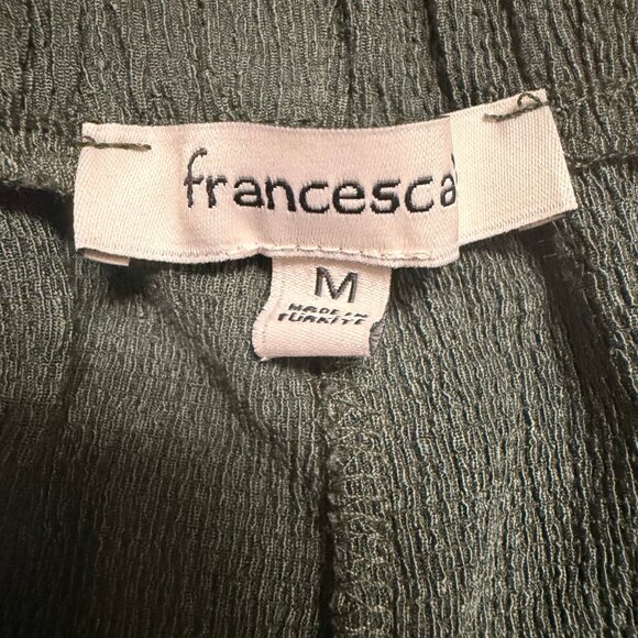 Francesca’s Olive Green Textured Wide-Leg Drawstring Pants Size M (Relaxed Fit) - Picture 7 of 8